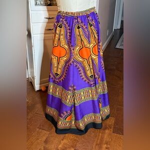 Vibrant Purple and Orange Women's Maxi Circle Skirt